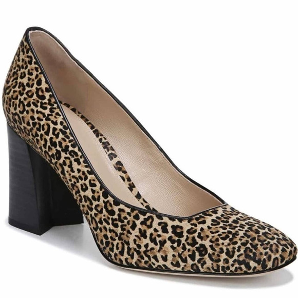 Via Spiga Shoes - Via Spiga Leopard Print Pumps Block Heels Curved Square Toe Size 6M New in Box